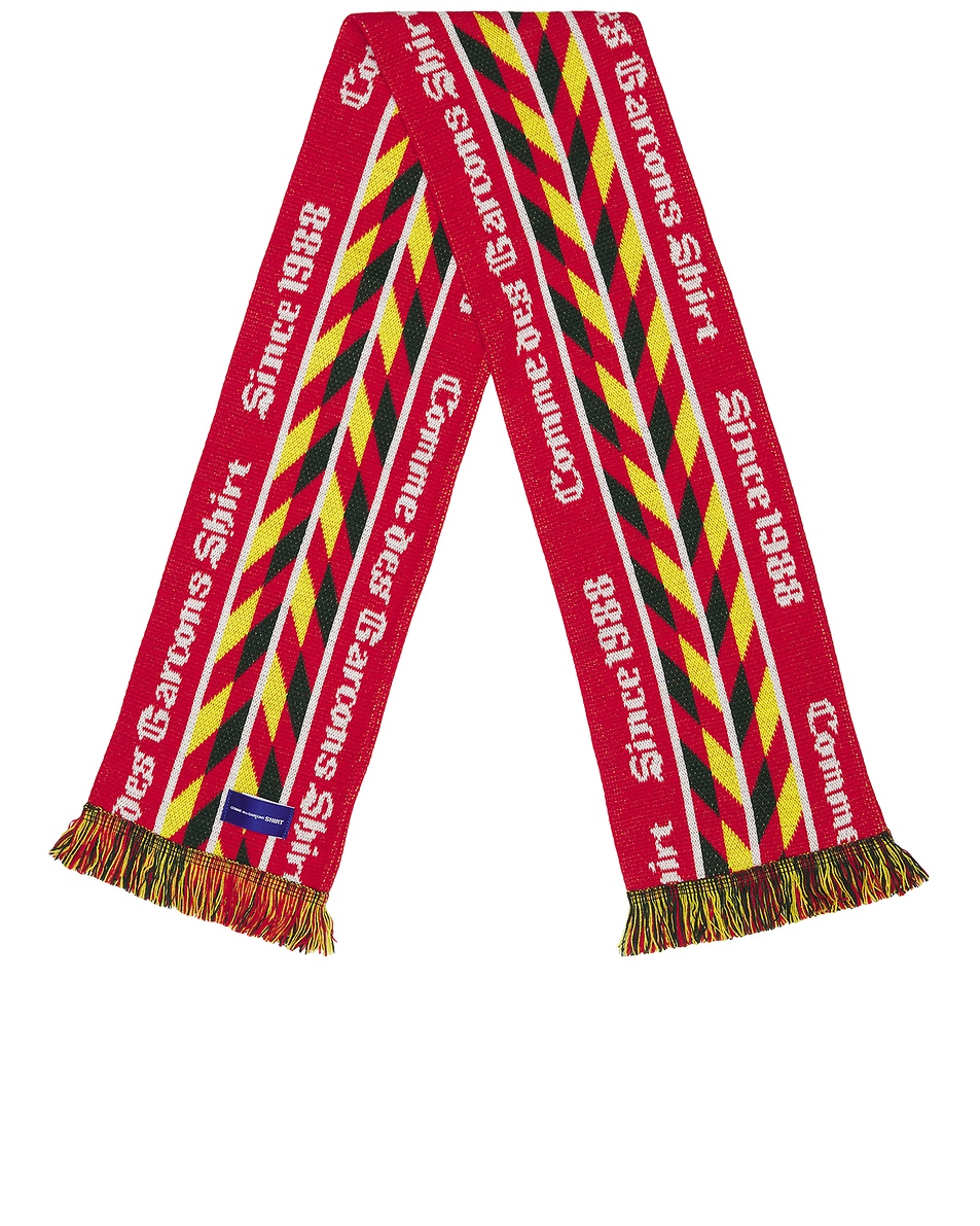 Image 1 of COMME des GARCONS SHIRT Football Scarf in Red & Yellow