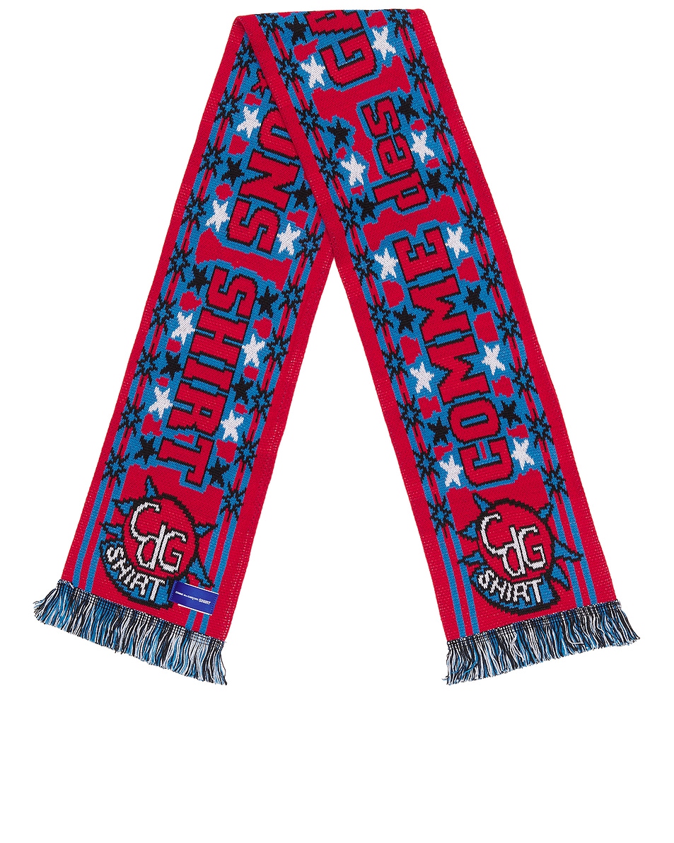 Image 1 of COMME des GARCONS SHIRT Football Scarf in Red & Blue