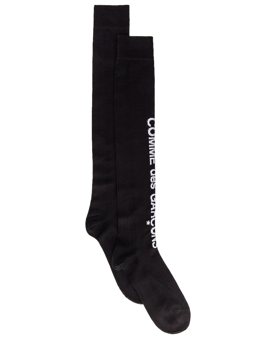 Image 1 of COMME des GARCONS Homme Plus Rib Long Sock in Black