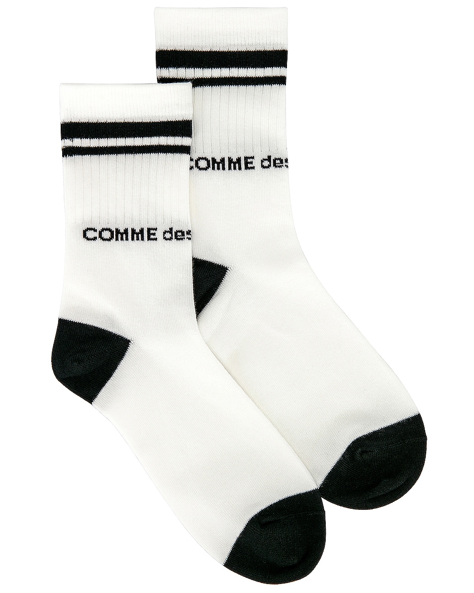 Image 1 of COMME des GARCONS Homme Plus Short Sock in White & Black