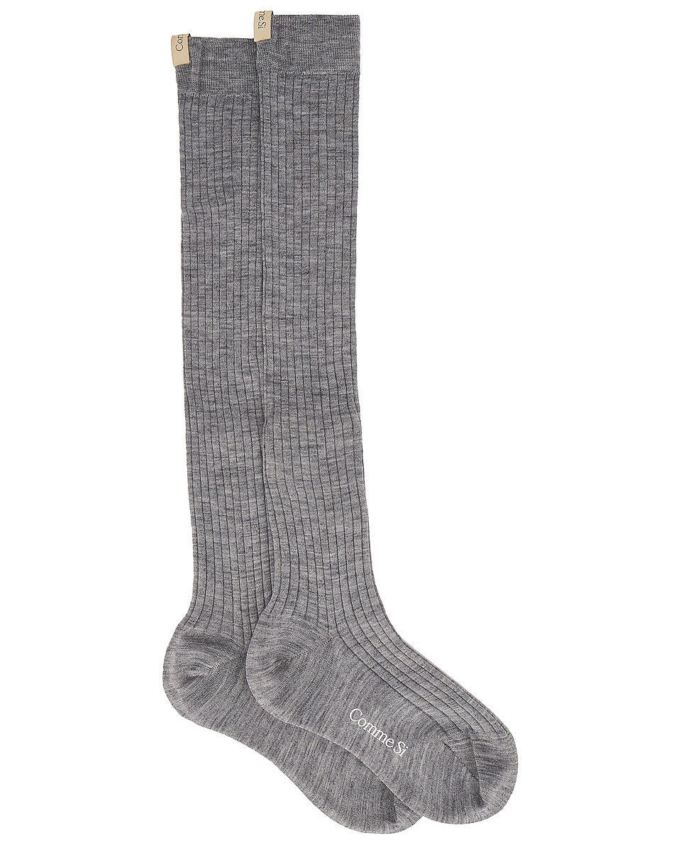 Image 1 of Comme Si The Knee High Sock in Heather Grey