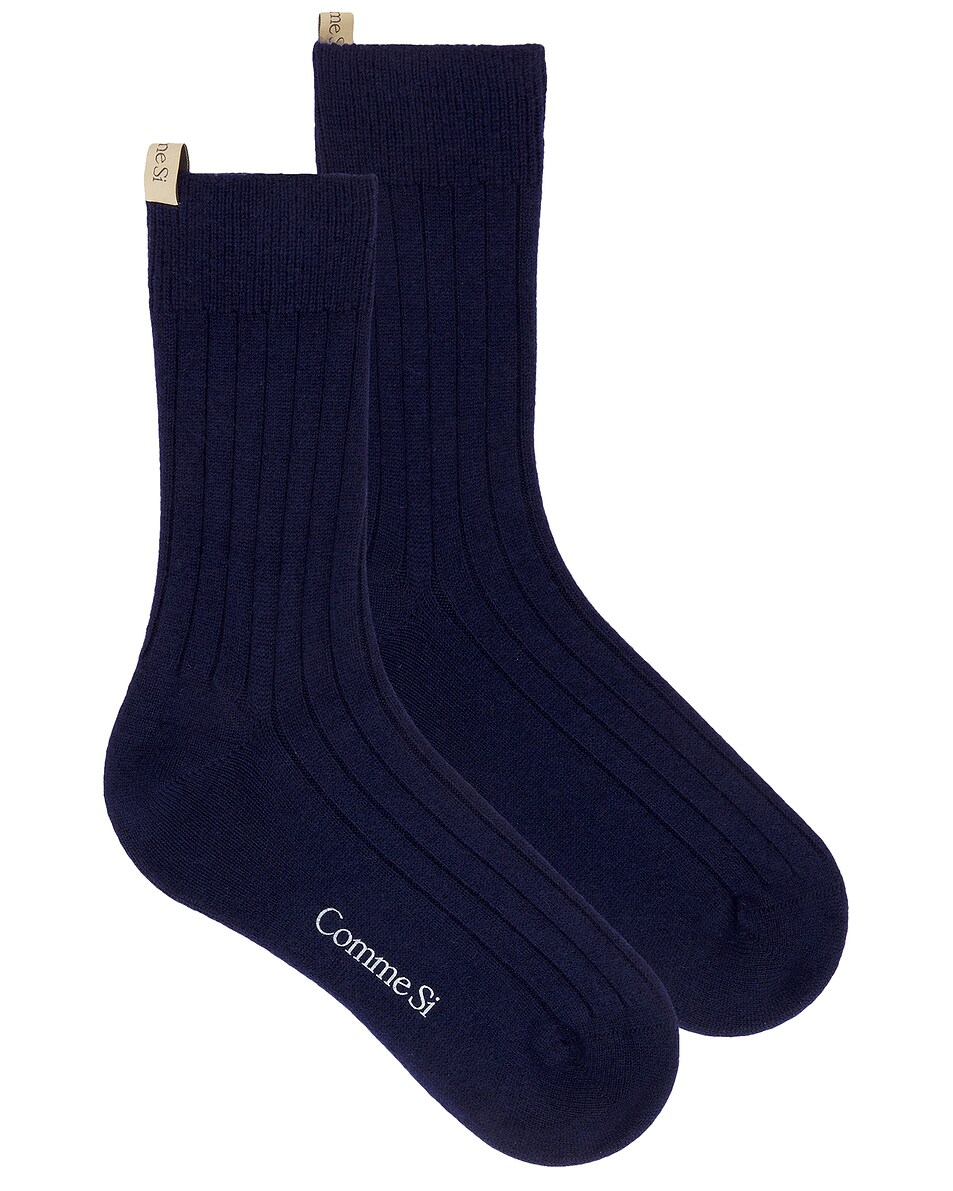 Image 1 of Comme Si The Cashmere Sock in Navy