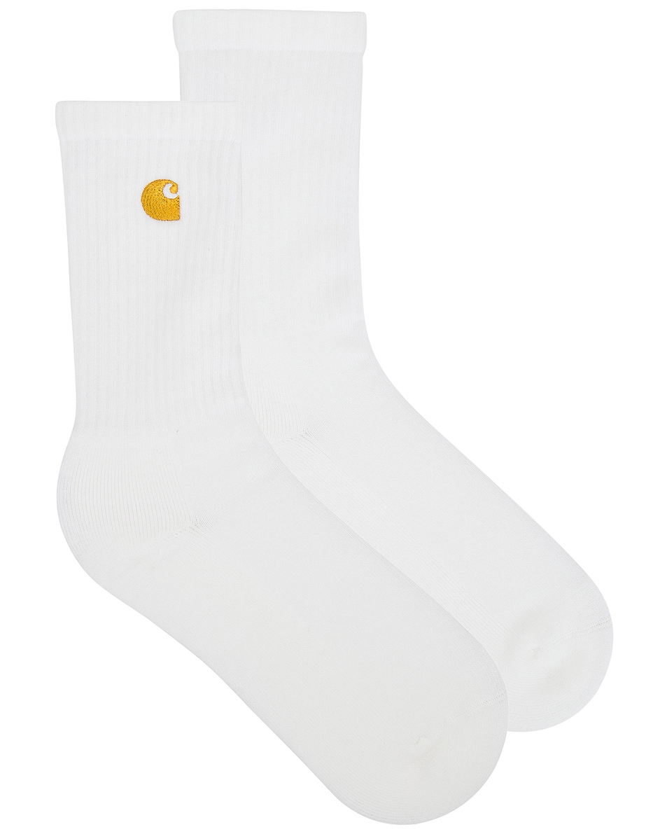 Image 1 of Carhartt WIP Chase Socks in White & Gold