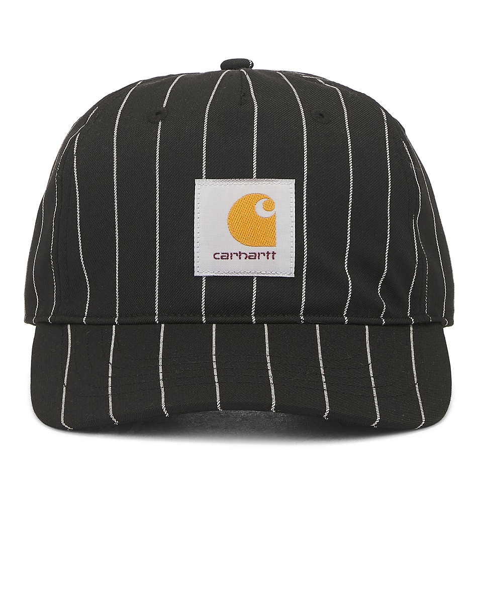 Image 1 of Carhartt WIP Seaton Cap in Seaton Stripe & Black