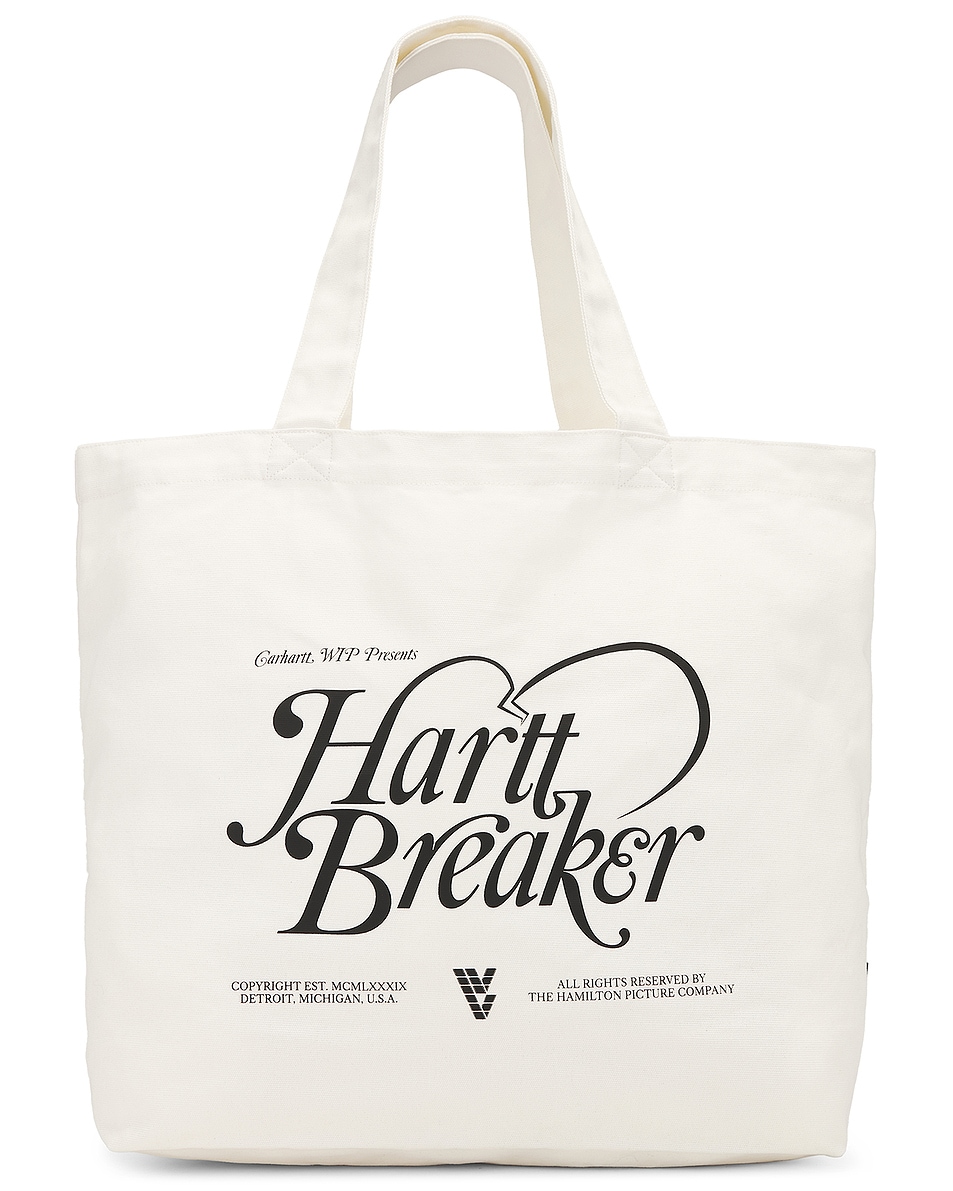 Image 1 of Carhartt WIP Canvas Graphic Large Tote in Harttbreaker Print & Wax