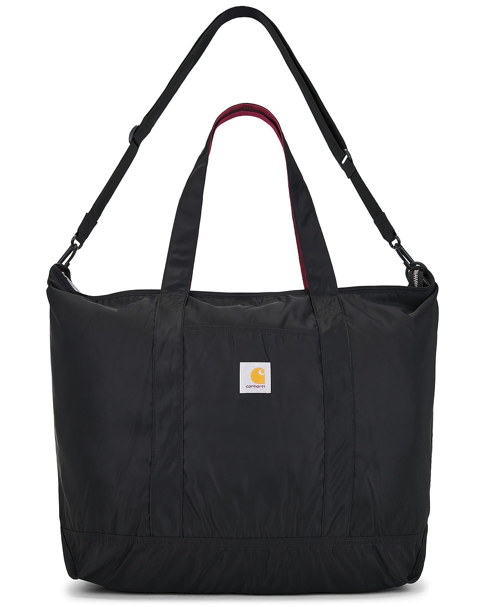 Image 1 of Carhartt WIP Alumni Tote Bag in Black & Scarlet