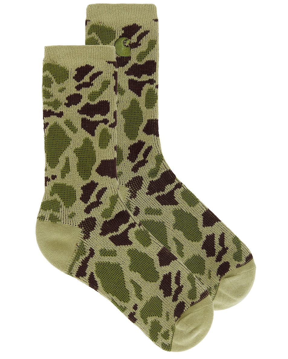 Image 1 of Carhartt WIP Camo Socks in Camo Duck Jacquard & Green