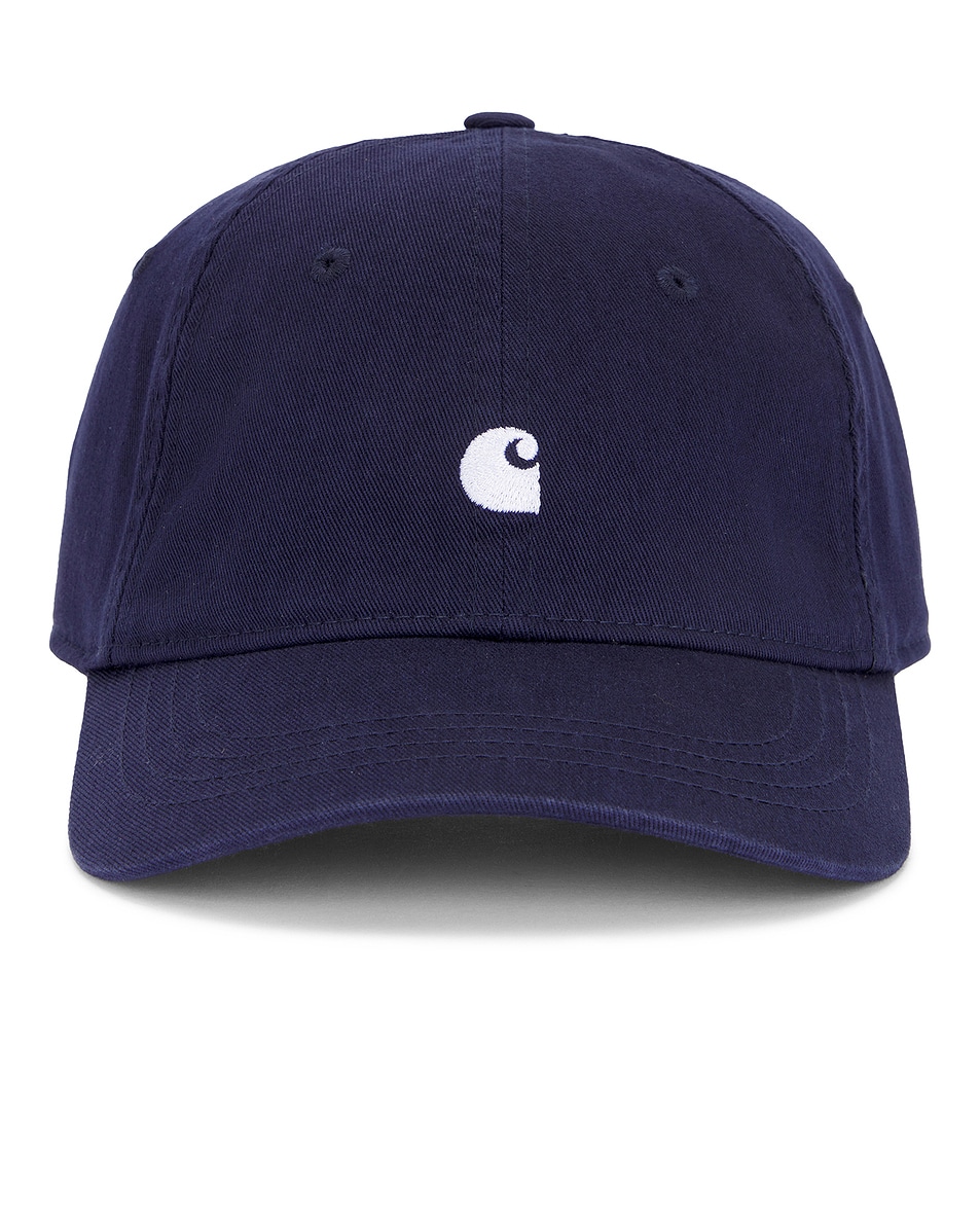 Image 1 of Carhartt WIP Madison Logo Cap in Air Force Blue & White