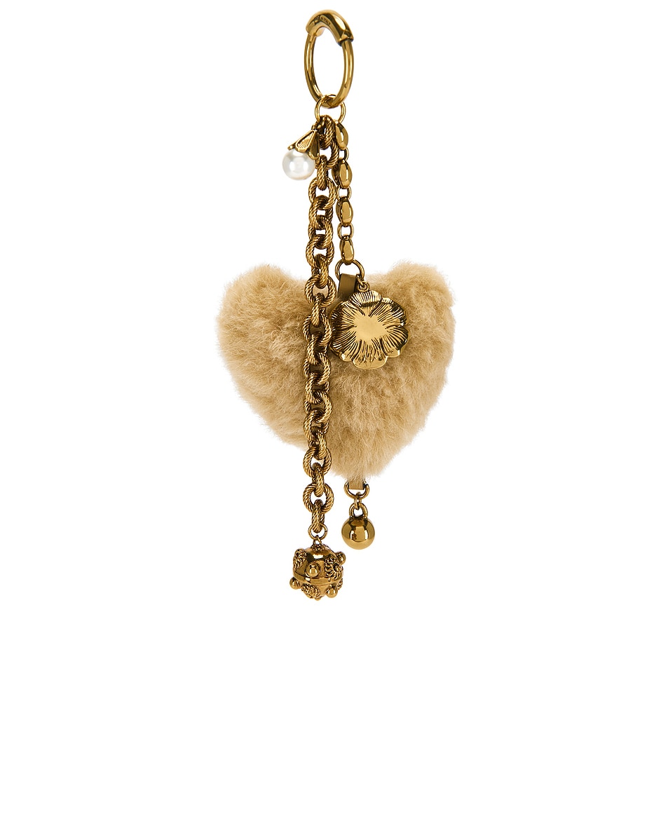 Image 1 of Chloe Heart Bag Charm in Summery Beige
