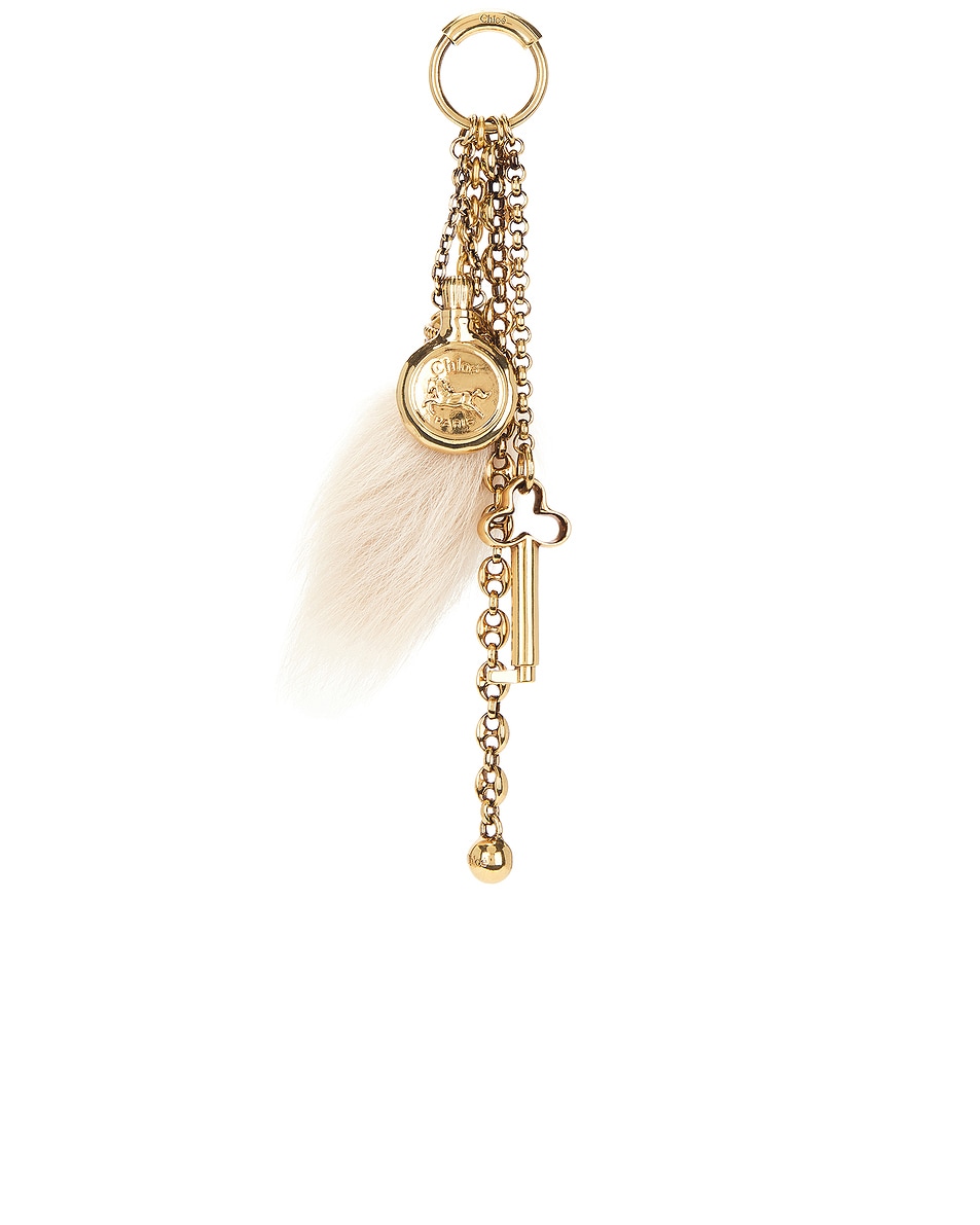 Image 1 of Chloe Feather Bag Charm in Gold