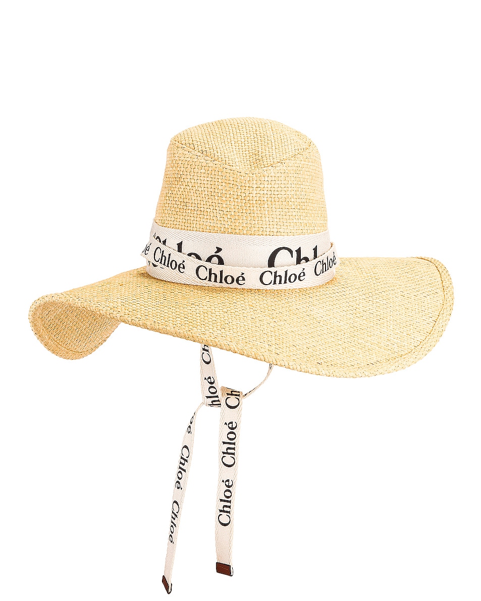 Image 1 of Chloe Logo Ribbon Sun Hat in Natural