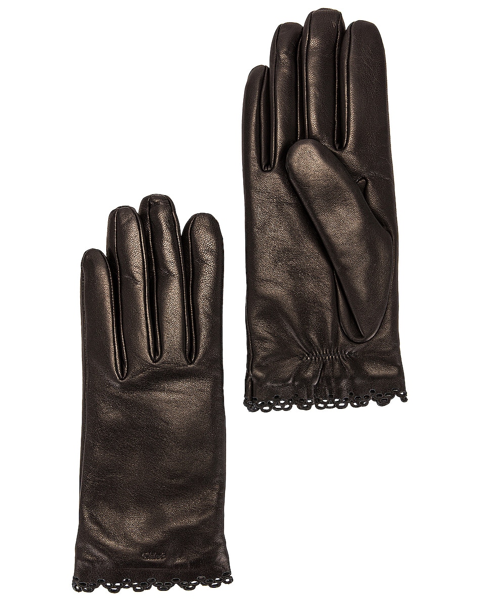 Image 1 of Chloe Broderie Anglaise Gloves in Black