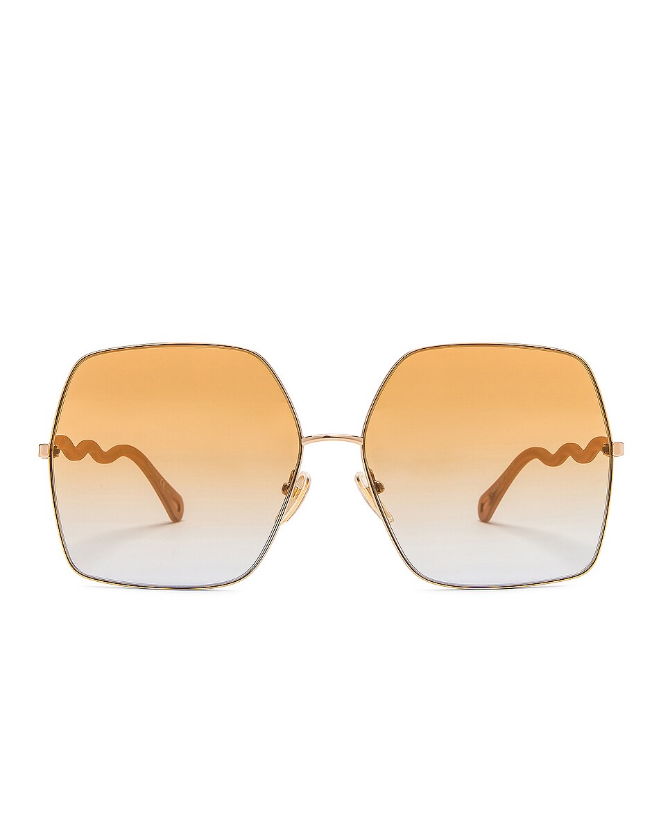Image 1 of Chloe Noore Retro Oversize Sunglasses in Shiny Classic Gold
