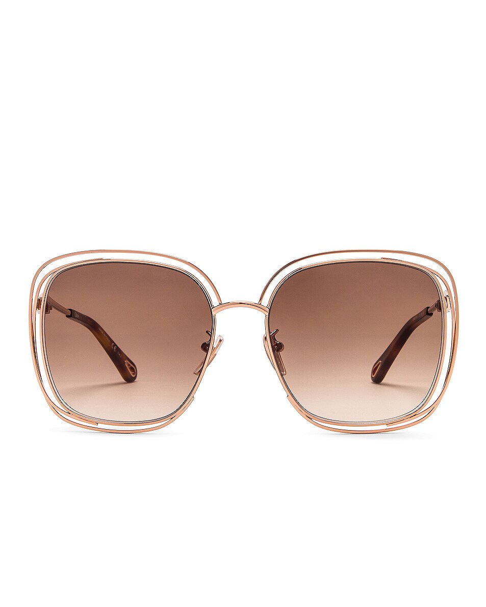 Image 1 of Chloe Carlina Oversize Sunglasses in Shiny Red Gold