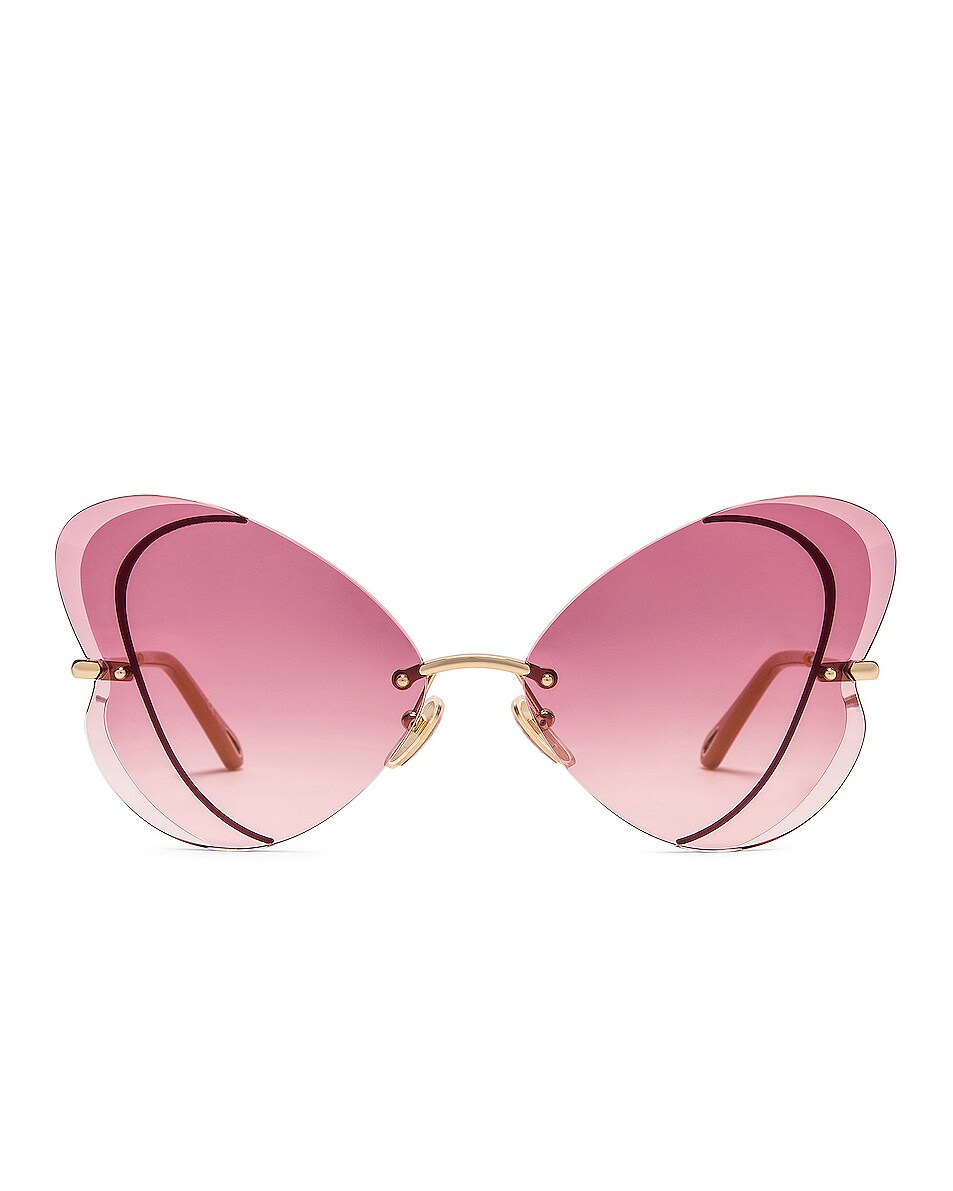 Image 1 of Chloe Tayla Butterfly Sunglasses in Shiny Classic Gold