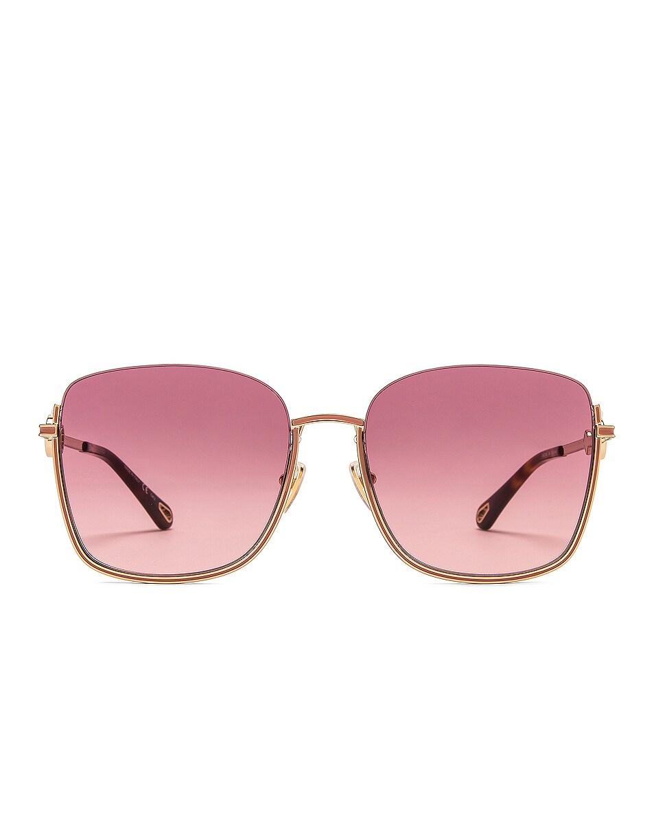 Image 1 of Chloe Sofya Oversize Square Sunglasses in Shiny Classic Gold