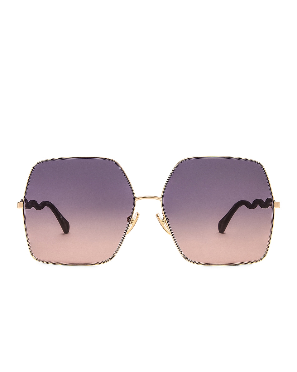 Image 1 of Chloe Noore Oversize Square Sunglasses in Violet & Gold