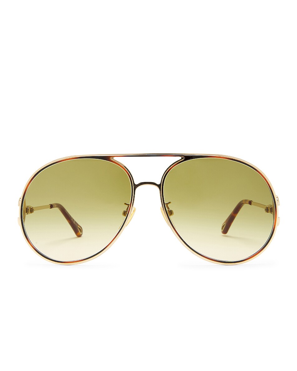 Image 1 of Chloe Pilot Frame Metal Sunglasses in Gold