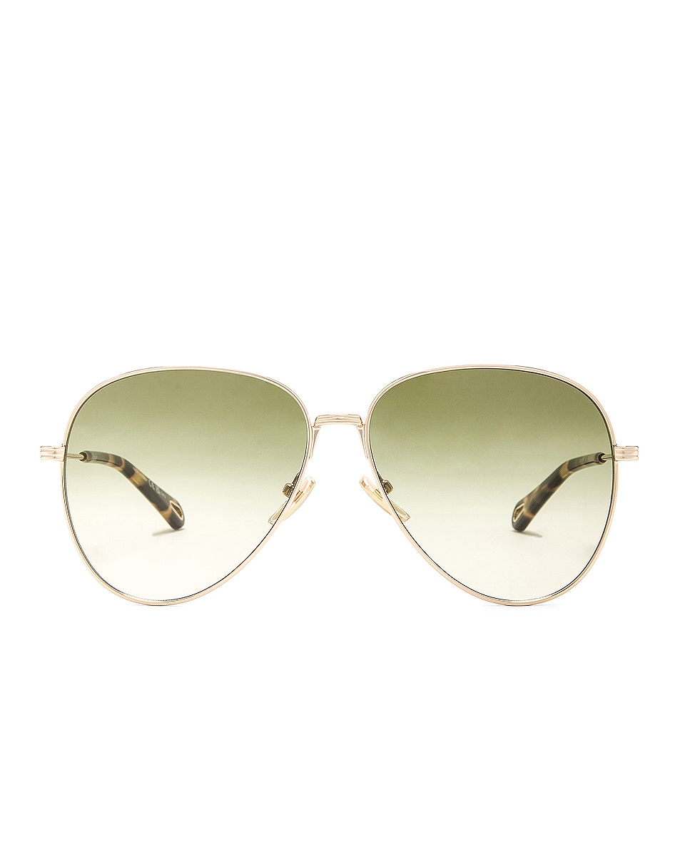 Image 1 of Chloe Faith Panthos Aviator Sunglasses in Classic Gold & Green
