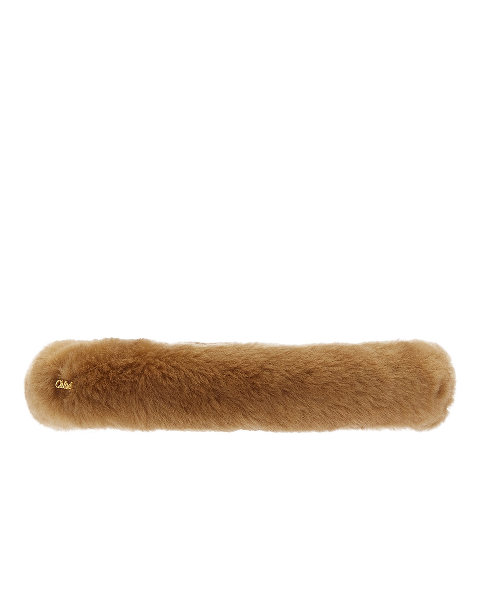 Image 1 of Chloe Shearling Headband in Light Camel