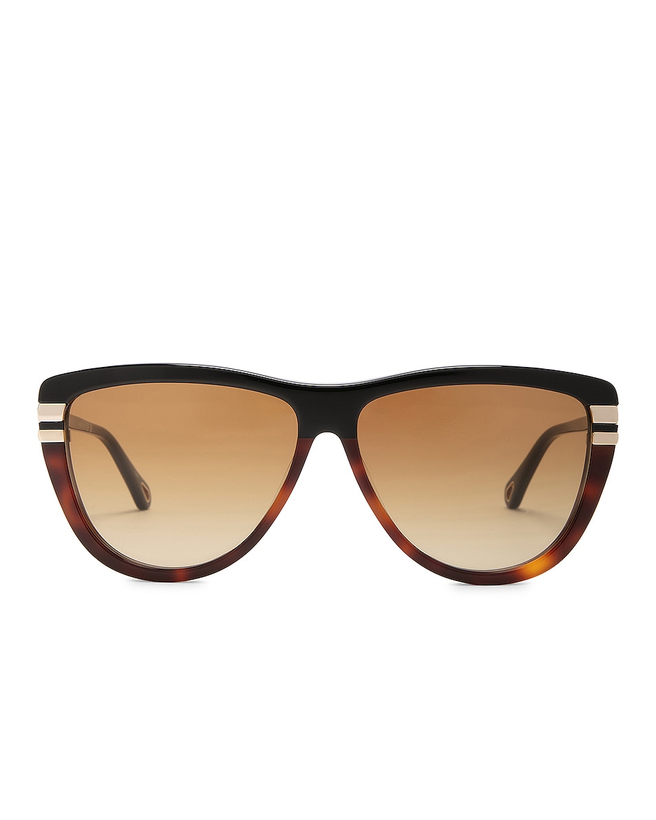 Image 1 of Chloe West Rectangular Sunglasses in Black & Brown