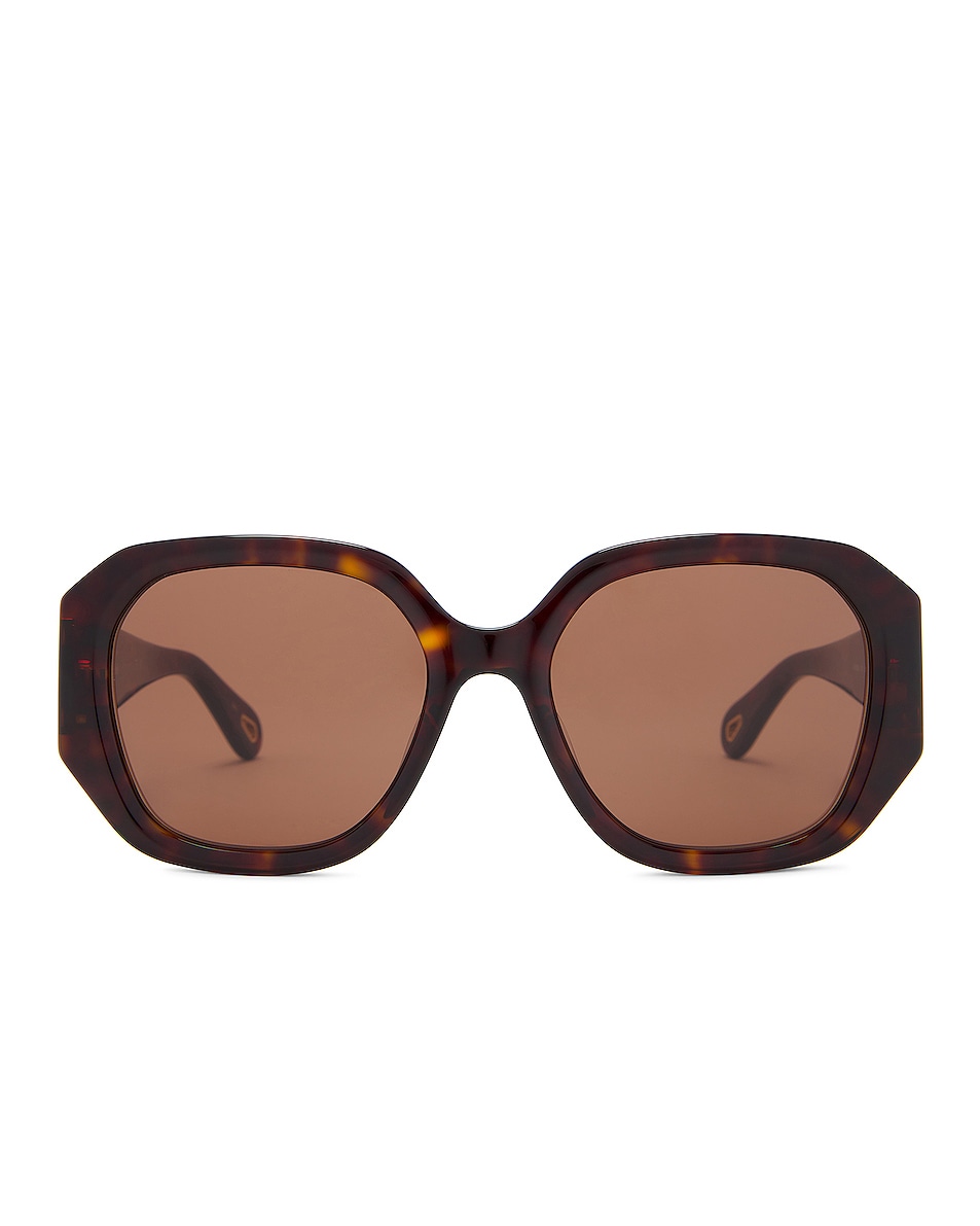Chloe Square Sunglasses in Havana & Brown | FWRD