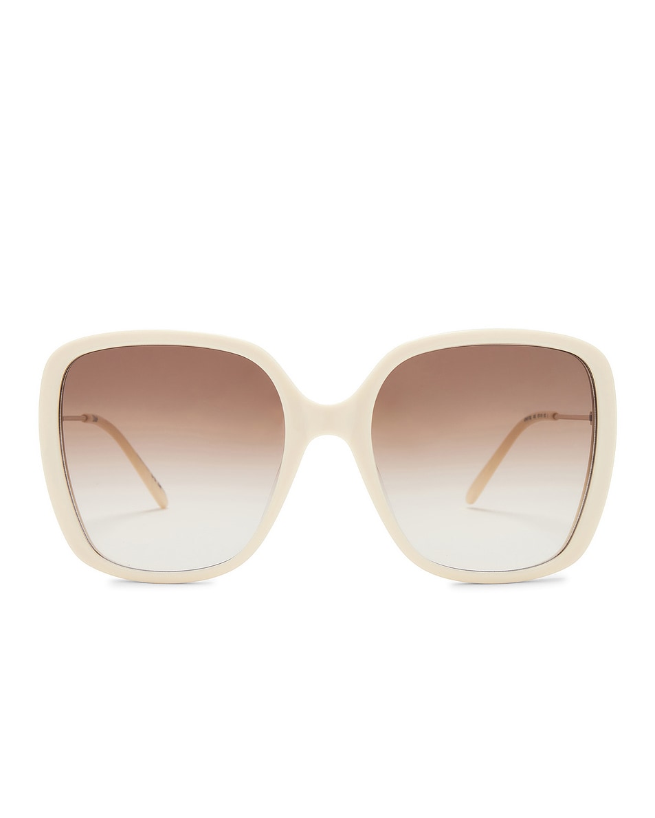 Image 1 of Chloe Square Sunglasses in Ivory, Gold, & Brown