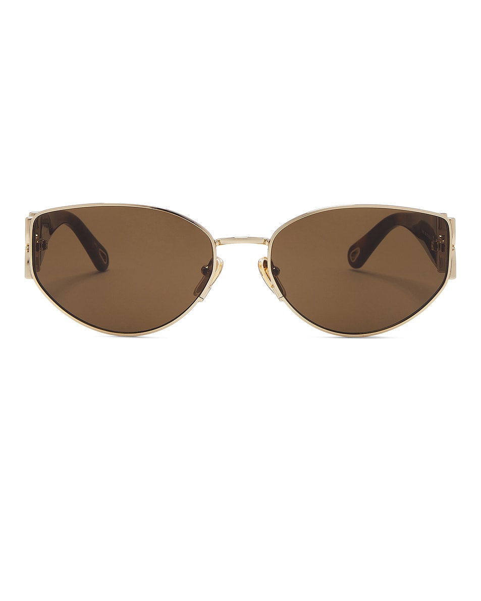 Image 1 of Chloe Marcie Sunglasses in Gold, Havana, & Brown