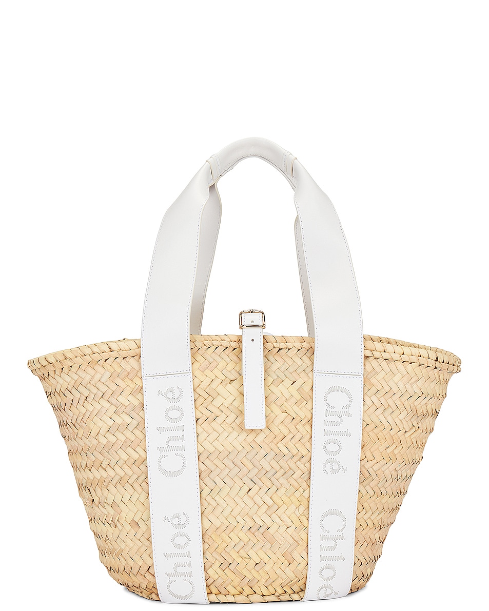 Image 1 of Chloe Medium Chloe Sense Basket Bag in Crystal White