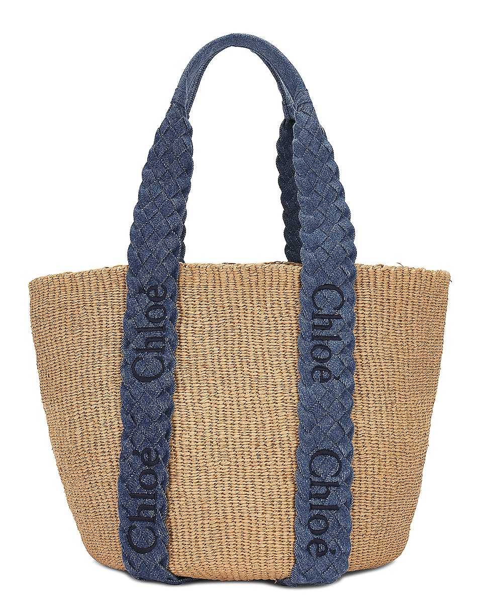 Image 1 of Chloe Large Woody Basket Bag in Denim