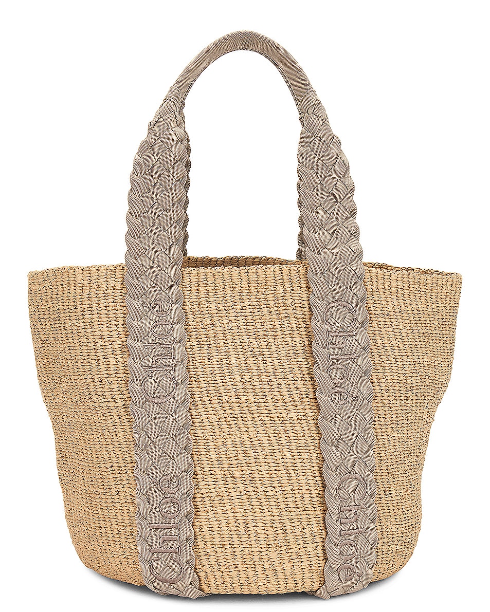 Image 1 of Chloe Large Woody Basket Bag in Pastel Grey