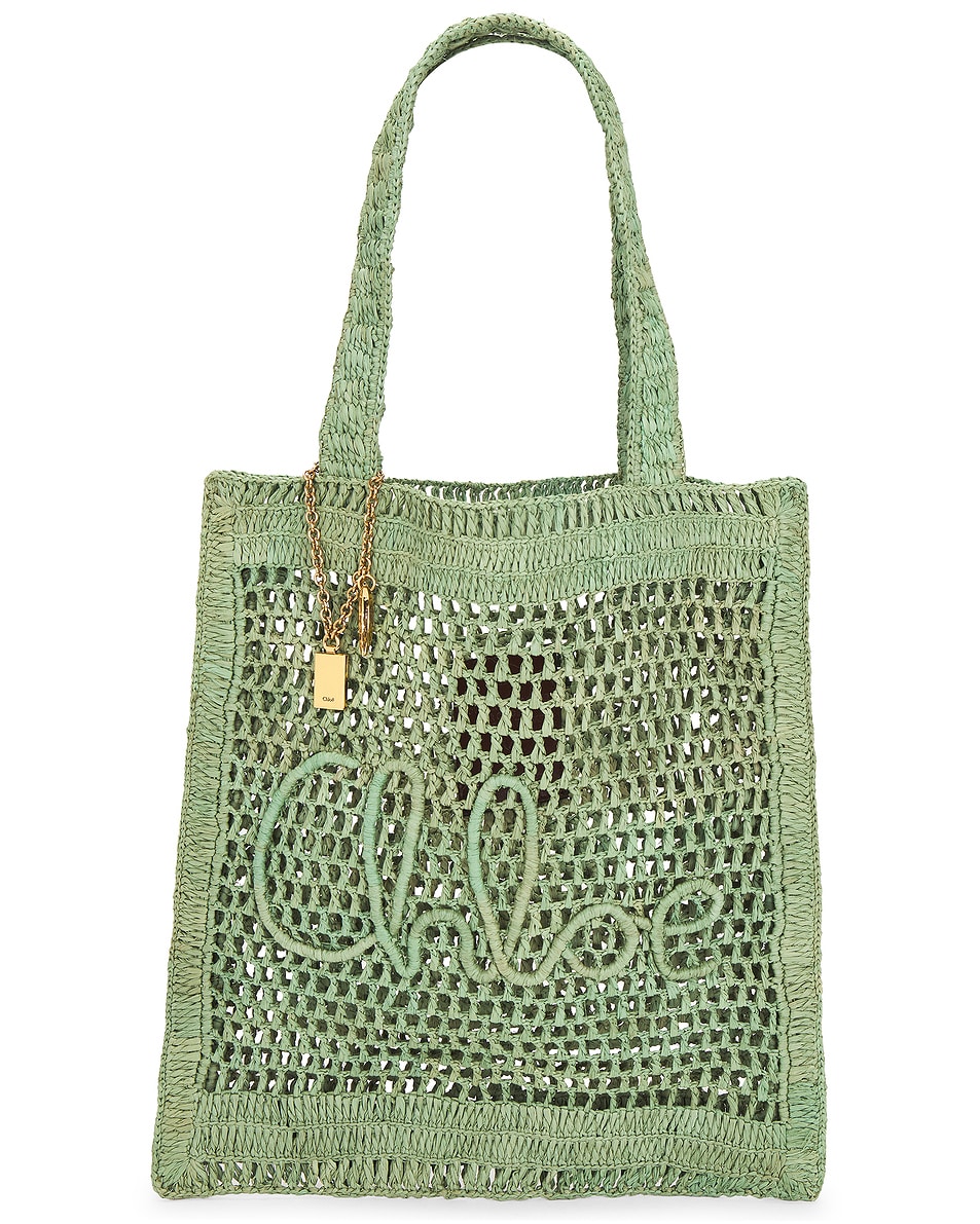 Image 1 of Chloe Summer Banana Tote Bag in Tea Leaf Green
