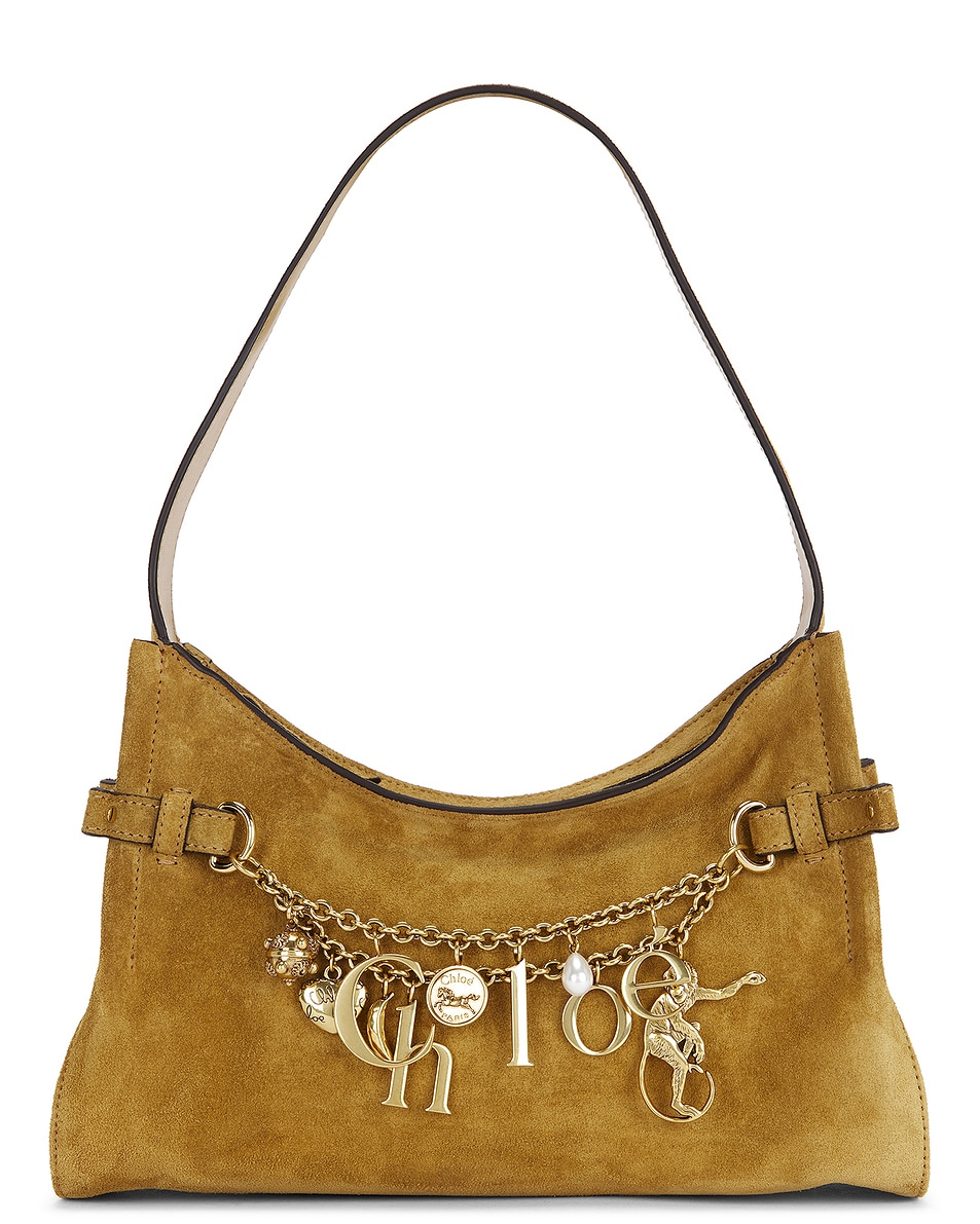 Image 1 of Chloe Charms Shoulder Bag in Gold Khaki