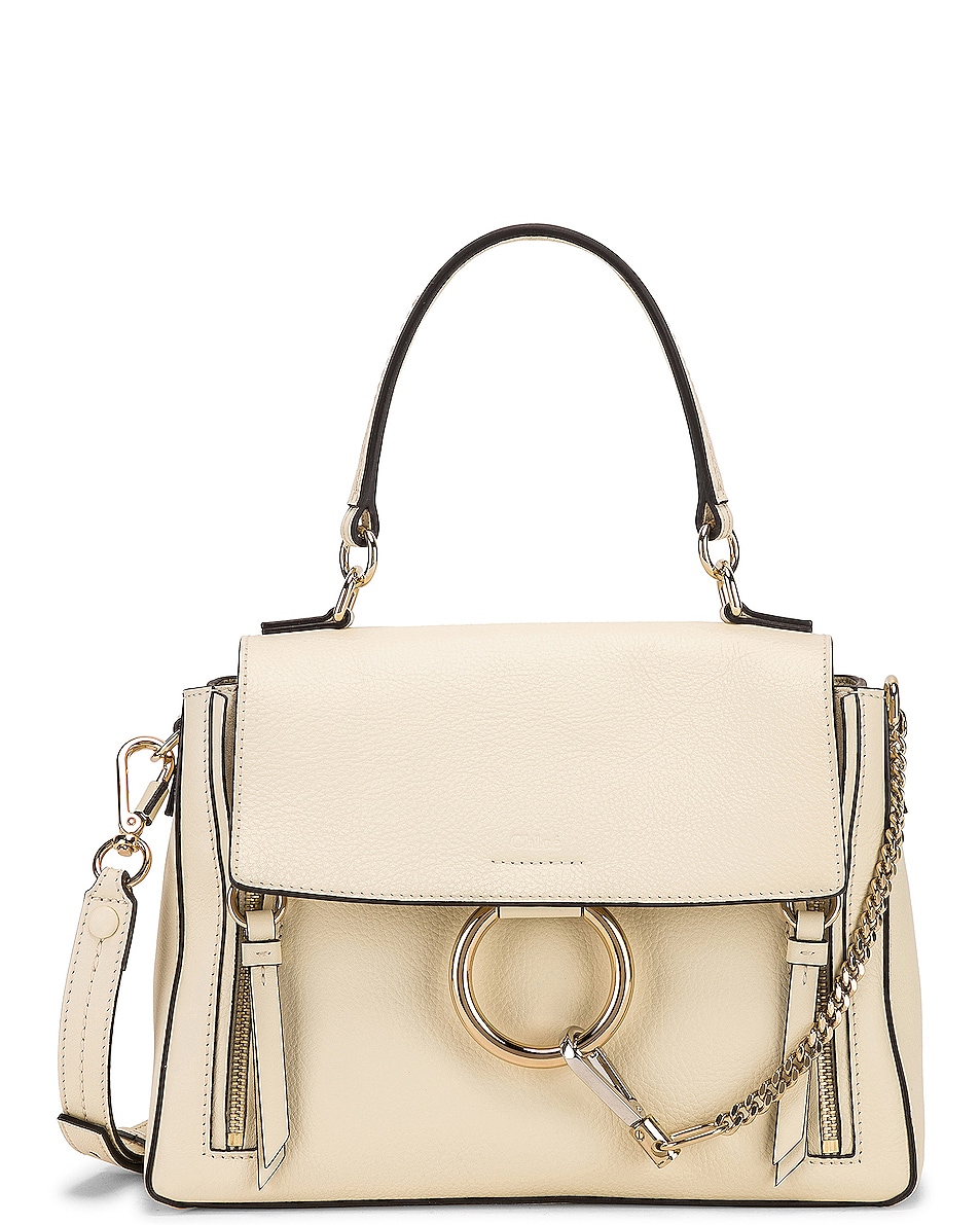Image 1 of Chloe Small Faye Calfskin & Suede Day Bag in Off White