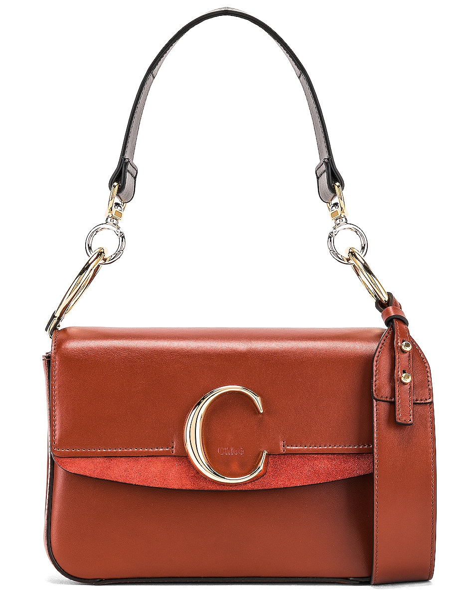 Image 1 of Chloe Small Chloe C Double Carry Bag in Sepia Brown