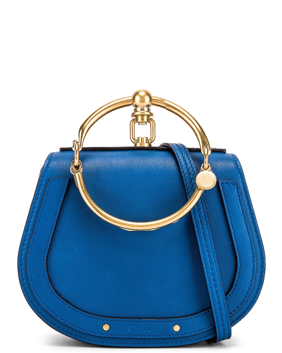 Image 1 of Chloe Small Nile Calfskin & Suede Bracelet Bag in Smoky Blue