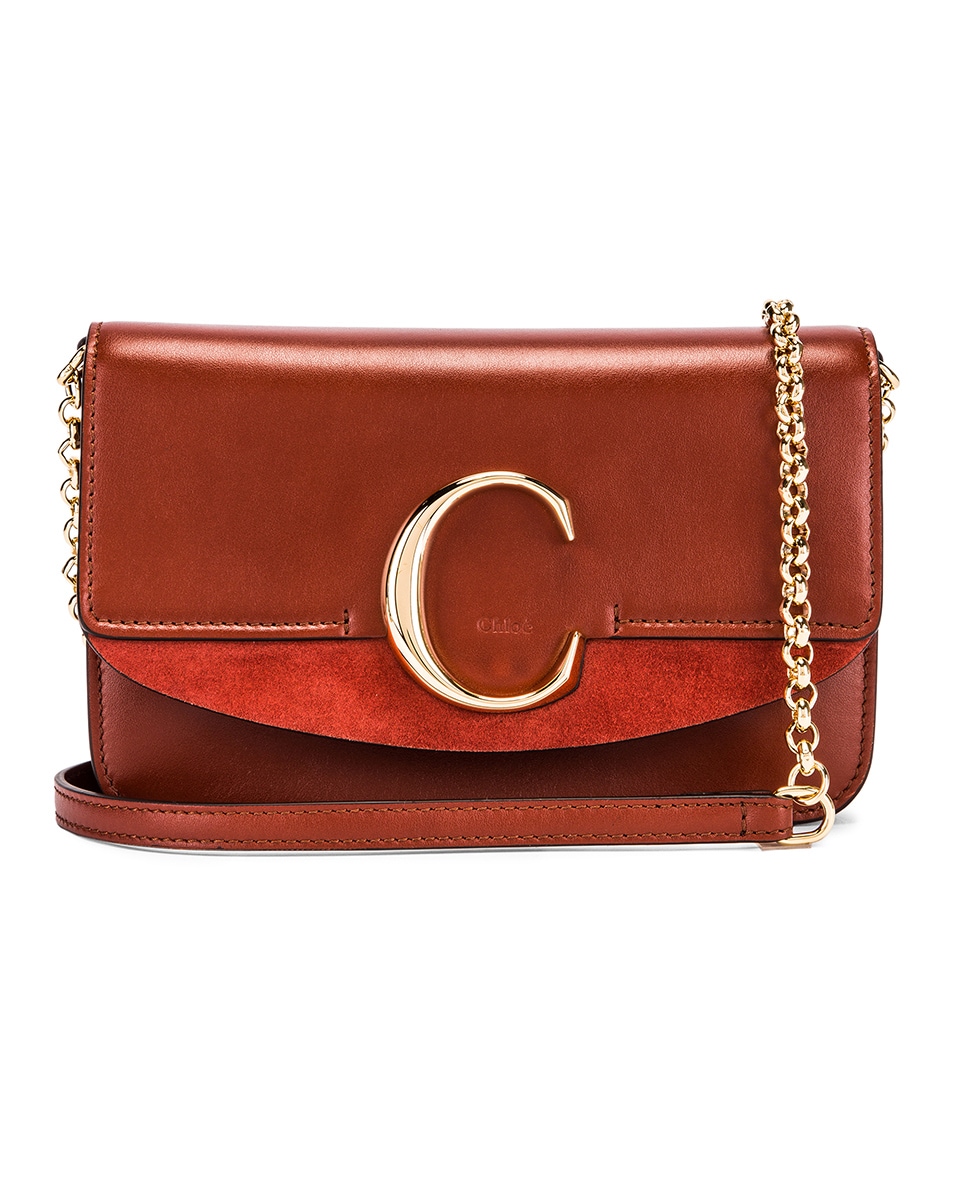 Image 1 of Chloe C Chain Clutch Bag in Sepia Brown