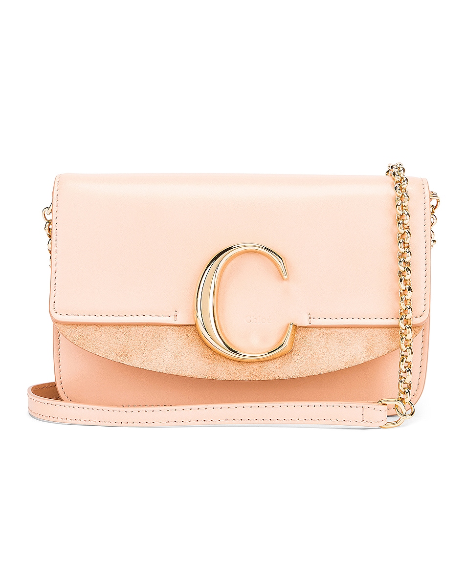 Image 1 of Chloe C Chain Clutch Bag in Delicate Pink