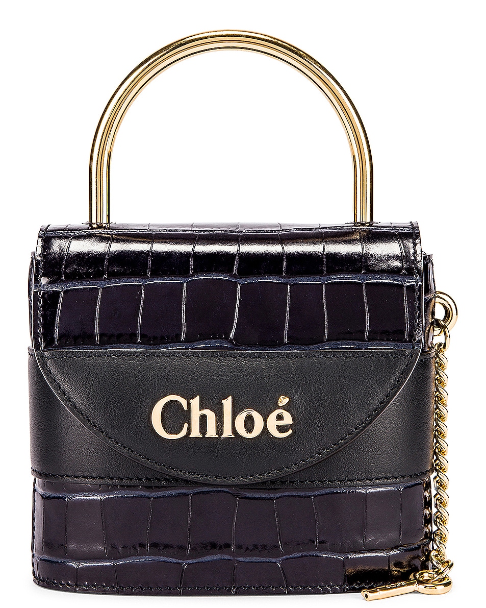 Image 1 of Chloe Small Abylock Embossed Croc Padlock Bag in Full Blue