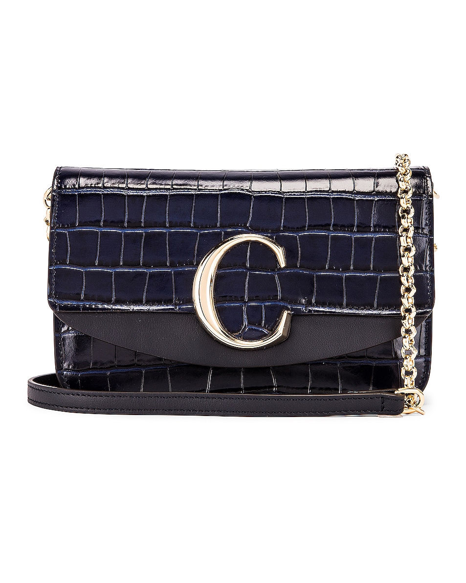Image 1 of Chloe C Embossed Croco Clutch Bag in Full Blue