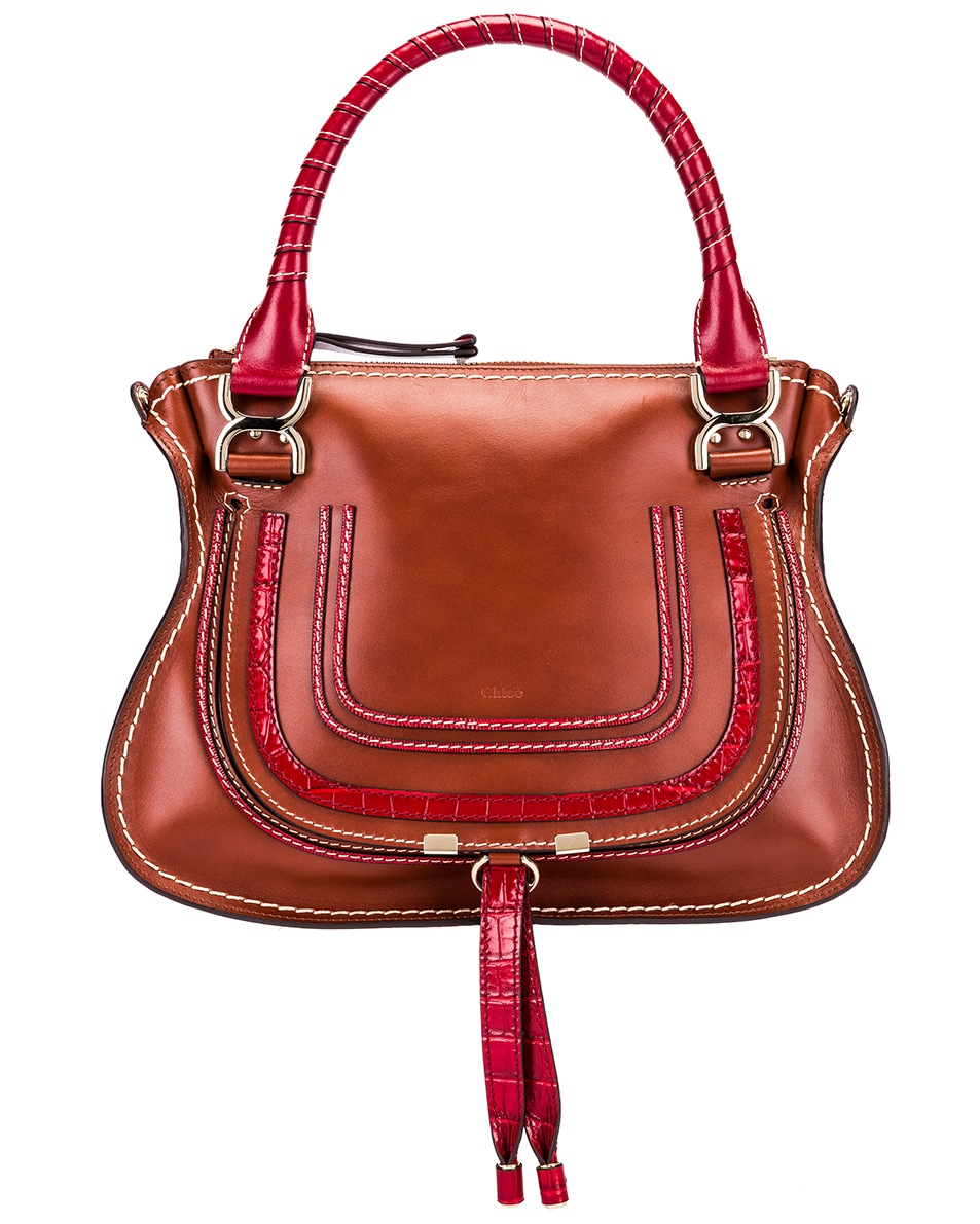 Image 1 of Chloe Medium Marcie Double Carry Bag in Sepia Brown