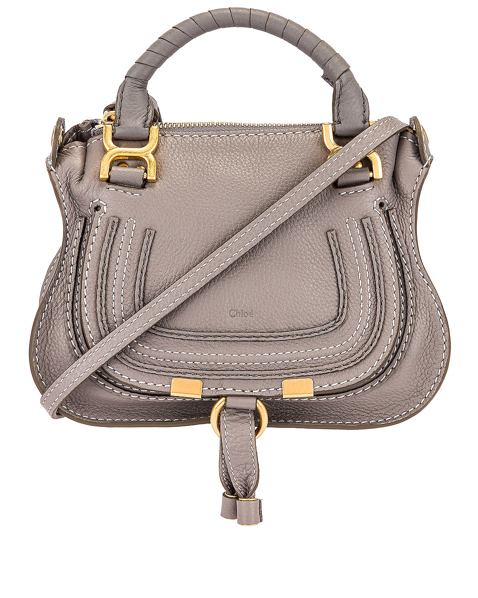 Image 1 of Chloe Mini Marcie Double Carry Bag in Cashmere Grey