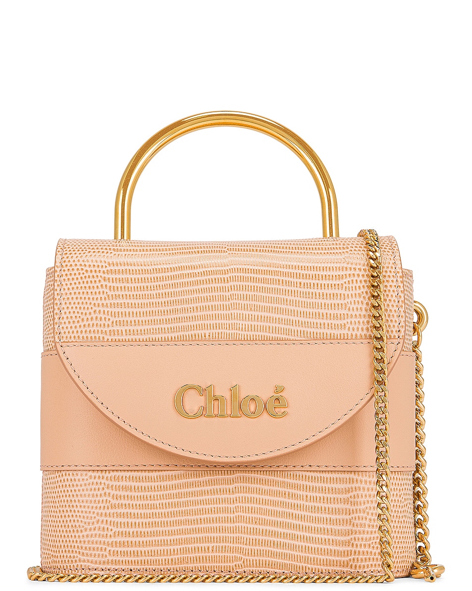 Image 1 of Chloe Small Abylock Embossed Lizard Padlock Bag in Delicate Pink