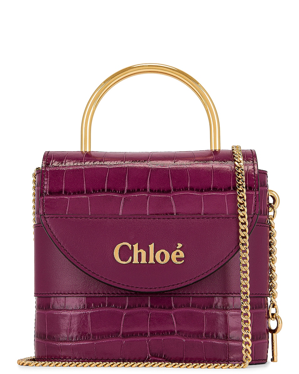 Image 1 of Chloe Small Abylock Embossed Croc Padlock Bag in Crushed Violet