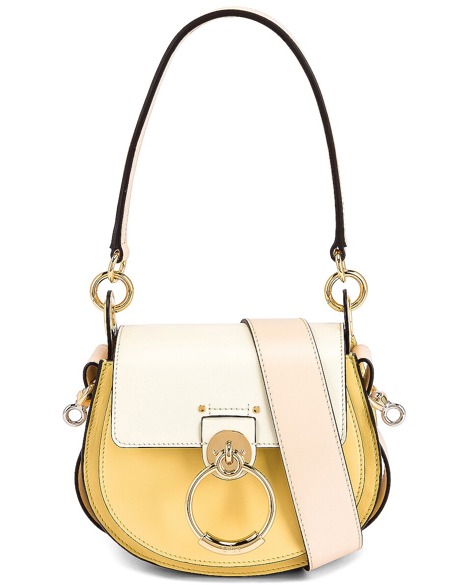 Image 1 of Chloe Small Tess Tricolor Leather Bag in Yellow & White