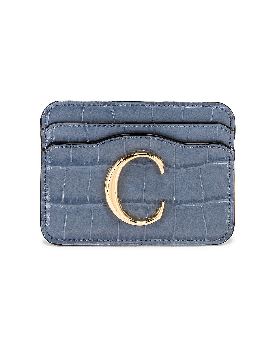 Image 1 of Chloe C Embossed Croc Card Case in Ash Blue