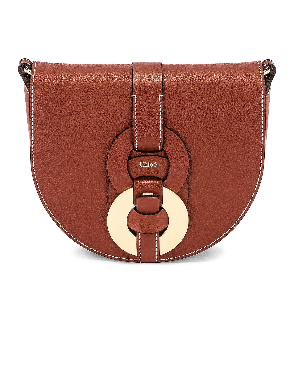Image 1 of Chloe Darryl Saddle Crossbody Bag in Sepia Brown