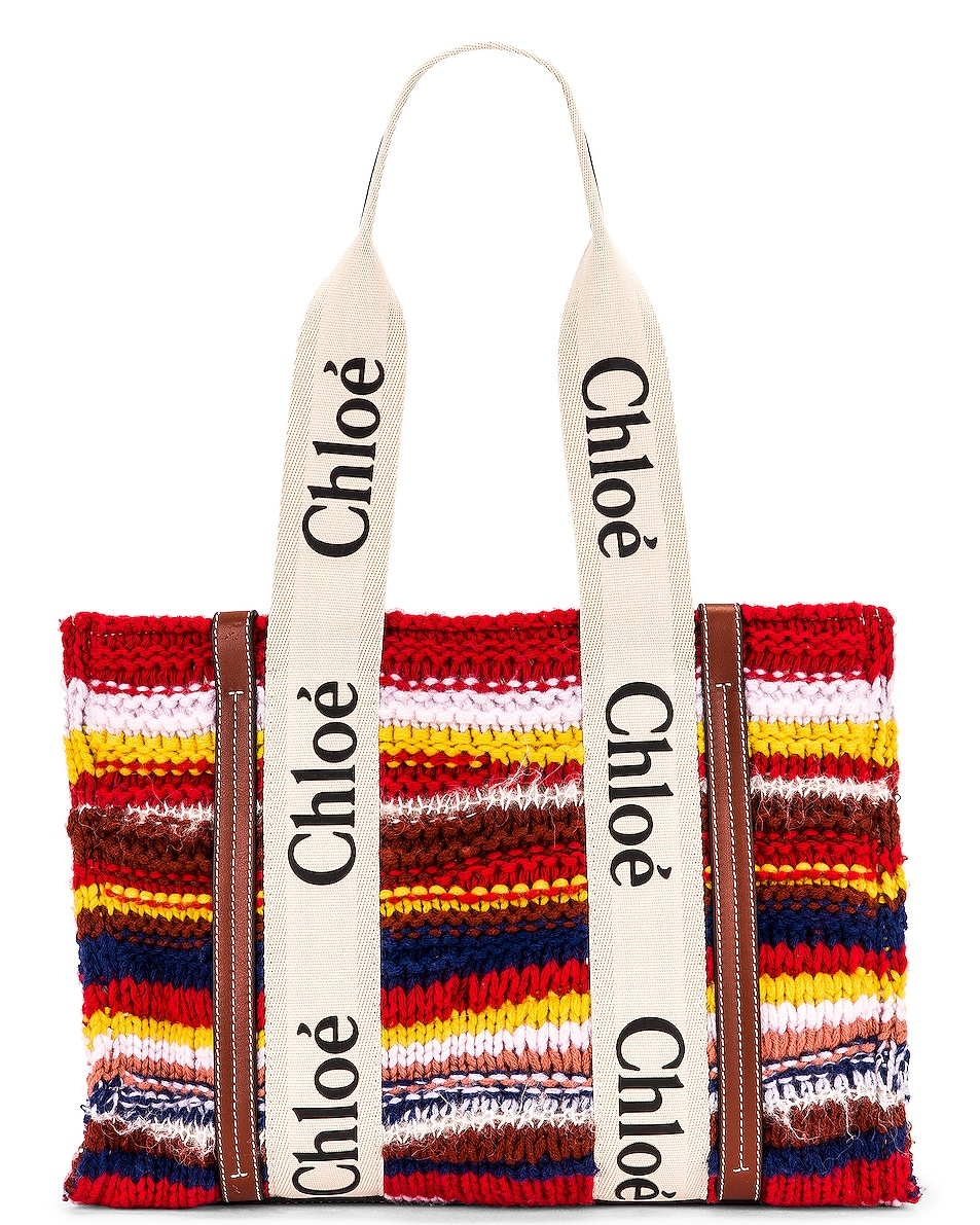 Image 1 of Chloe Woody Tote Bag in Multicolor Red
