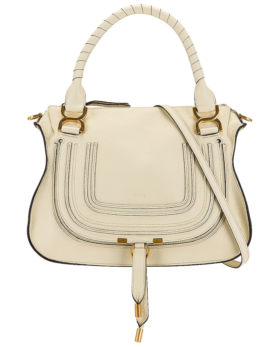 Image 1 of Chloe Medium Marcie Saddle Bag in Natural White