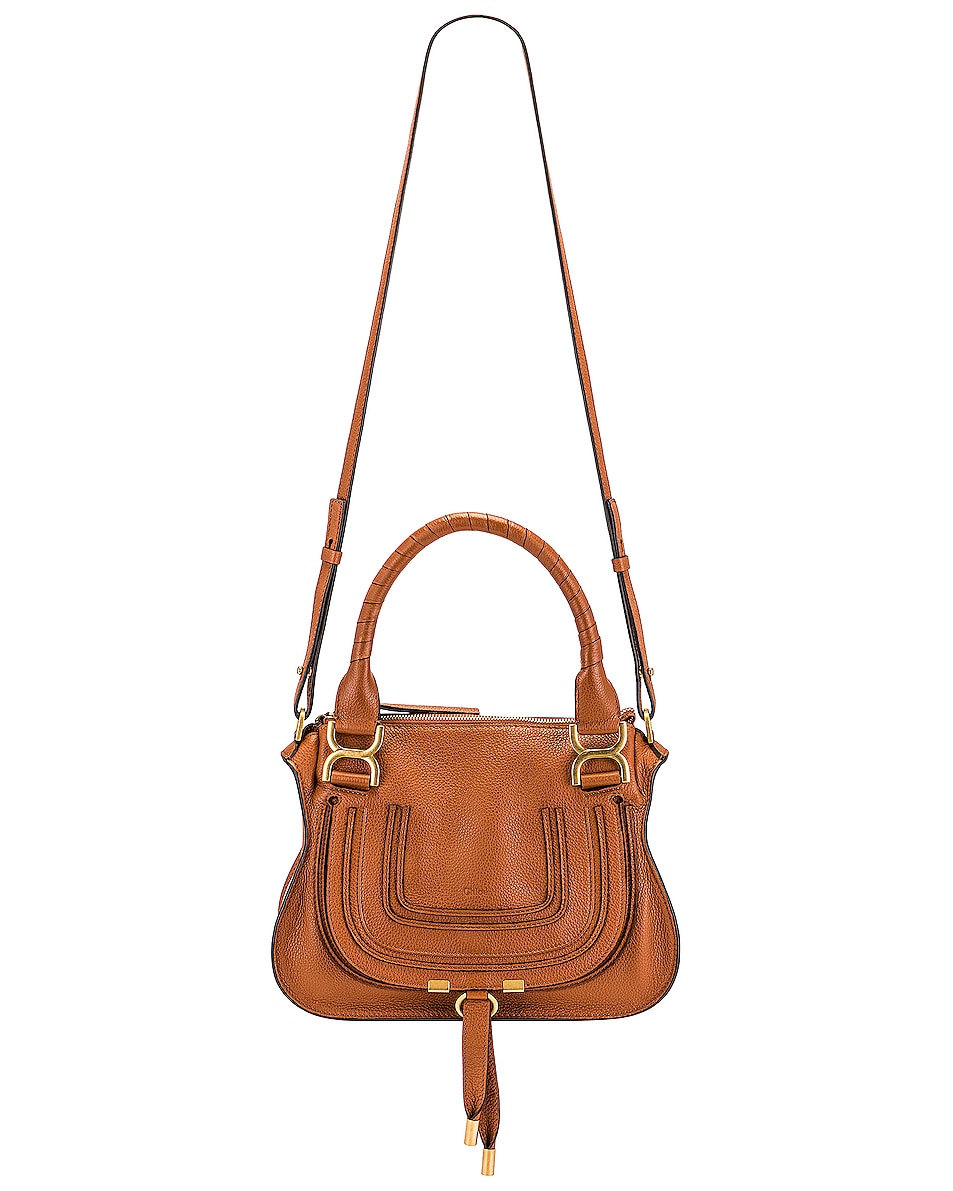 Image 1 of Chloe Small Marcie Saddle Bag in Tan